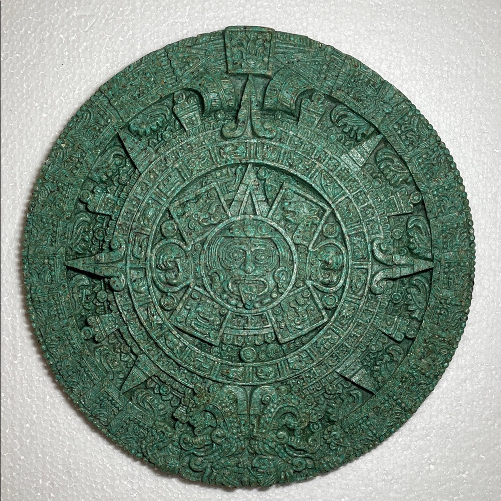 Green Aztec Calendar Wall Art